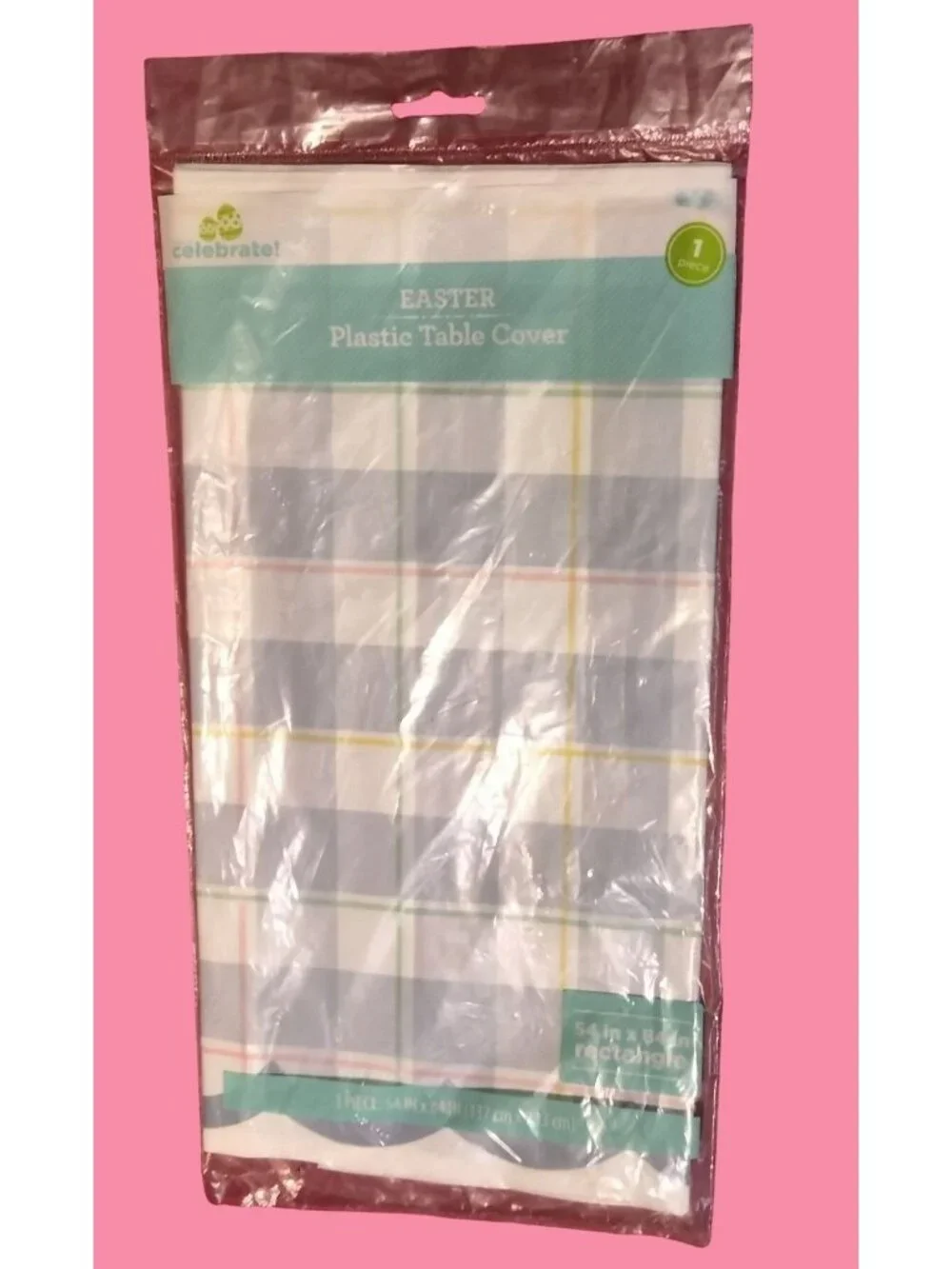 Blue Plaid Tablecloth Table Cover Party Picnic 54 x 108 Plastic